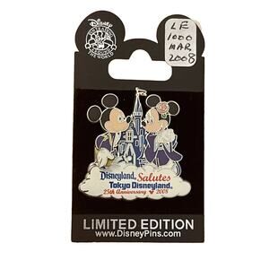 Disney Pin - Disneyland Salutes Tokyo 25th Anniversary Mickey Minnie 61109 LE